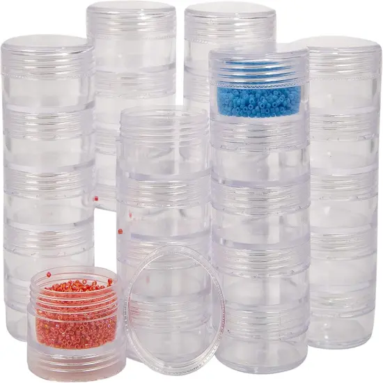 The Beadsmith Personality Case, Clear Plastic Bead Storage Case with 28 Removable and Stackable Jars, Includes 6 Screw top lids, Organizer Storage for Beads, Snap Lock Case for Jewelry and Crafts {5}