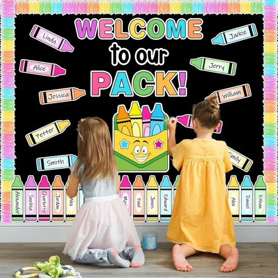 76 Pcs Back to School Crayon Bulletin Board Decoration Set {3}