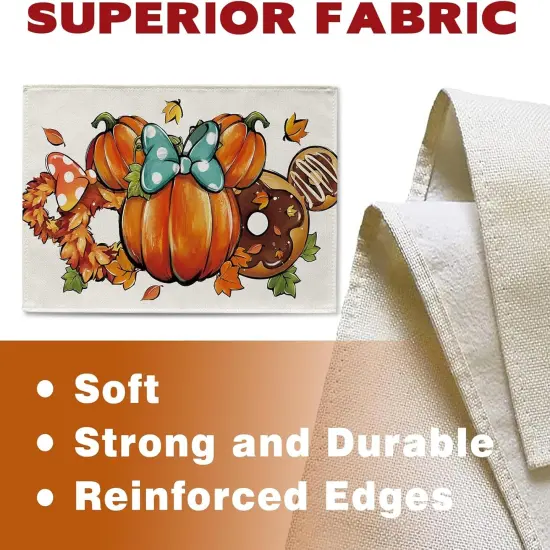 Set of 4 Autumn Pumpkin Wreath Doughnut Placemats - 12 x 18 Inch {3}