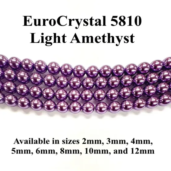 Light Amethyst EuroCrystal 5810 Round Pearls - 2mm, 3mm, 4mm, 5mm, 6mm, 8mm, 10mm, and 12mm - Strands - Made in Austria {1}