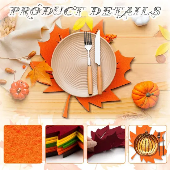 10 Pcs Fall Maple Leaf Placemats (12.8 Inch) {3}