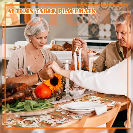 6 Pcs Fall Watercolor Placemats 12 x 17 Inches(Yellow) {5}