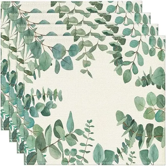 Eucalyptus Leaves Summer Placemats for Dining Table(green) {1}
