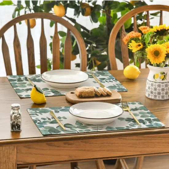 Eucalyptus Leaves Summer Placemats for Dining Table(green) {4}