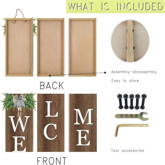 Interchangeable Welcome Sign for Front Porch Standing (Wood) {3}