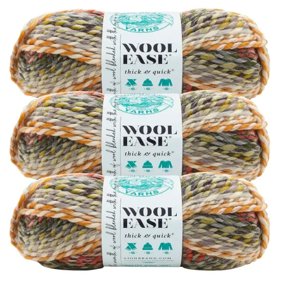 Lion Brand Yarn - Wool-Ease Thick & Quick - 3 Pack with Needle Gauge - 640-610 (Coney Island) {1}