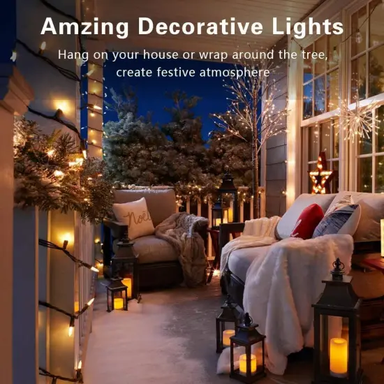 Clear Christmas String Lights - 21.63FT, 100 Count (Warm White-Brown Wire) {2}