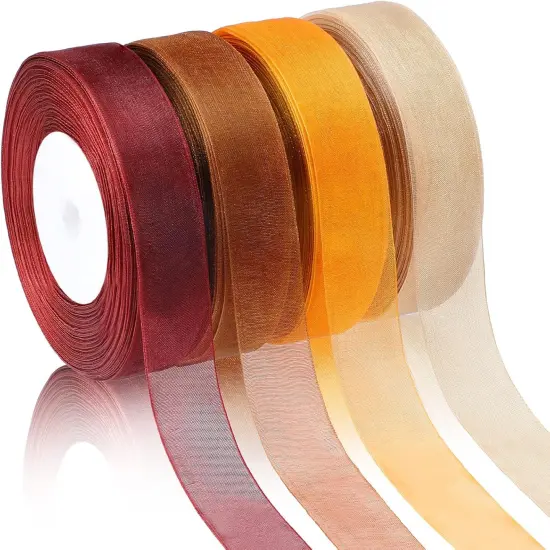 4 Rolls Fall Sheer Chiffon Ribbon - (1'' Wide) {1}