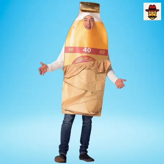 Brown Bag Bottle Costume Beverage Foam Tunic Photo Print Funny Adult Halloween Party Outfit {1}