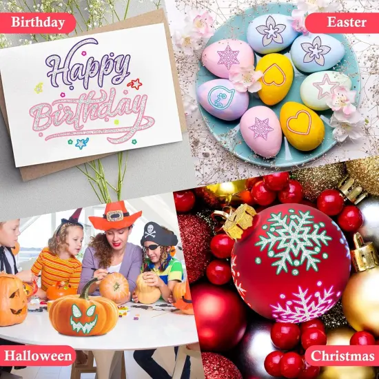 12 Shimmer Metallic Glitter Markers Outline Glitter Pens {5}