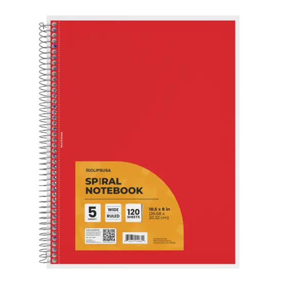 5-Subject Spiral Notebook Wide-Ruled &ndash; 150 Sheets &ndash; 24 Ct {1}