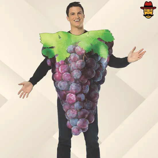 Adult Purple Grapes Costume Funny Fruit Tunic One Piece Halloween Party Outfit {3}