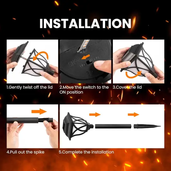 Solar Flickering Flame Outdoor Lights - 8 Pack Warm White {4}