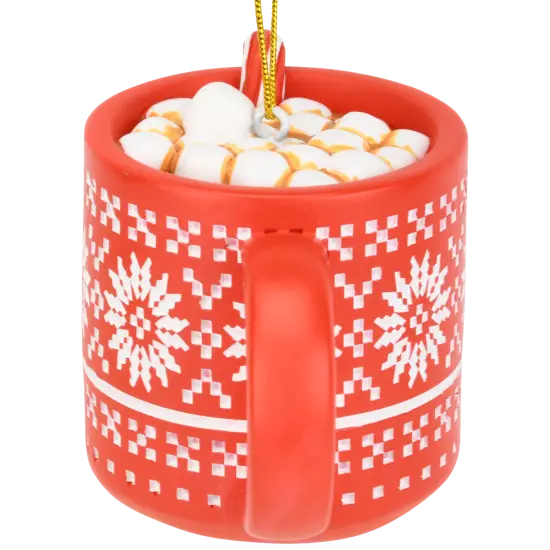 Tree Buddees Hot Cocoa Christmas Ornament Red Mug with Marshmallows & Candy Cane Hot Chocolate {4}
