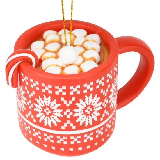 Tree Buddees Hot Cocoa Christmas Ornament Red Mug with Marshmallows & Candy Cane Hot Chocolate {3}