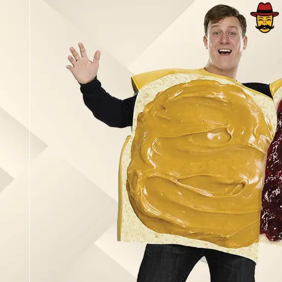 Adult Peanut Butter and Jelly Couples Costume Set Unisex Foam Bread Tunics Funny Halloween Outfit {2}