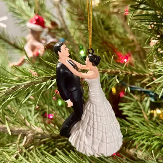 Tree Buddees Funny Bride & Groom Marriage Ornament Newlyweds Gift Also Hilarious Wedding Cake Topper {2}