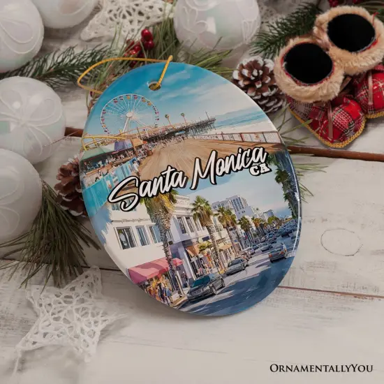 Santa Monica Resort Town Ceramic Ornament, California Coastal Christmas Souvenir and Decoration {2}