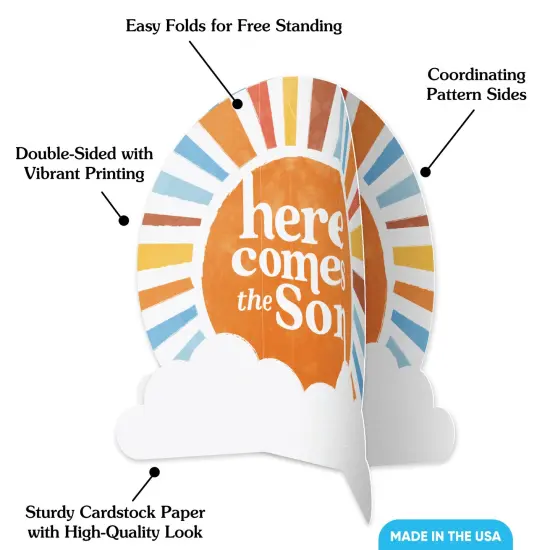 Big Dot of Happiness 3D Here Comes the Son Centerpiece Table Decorations, Freestanding Boy Boho Baby Shower Decor, Retro Party Centerpieces - 8 Count {4}