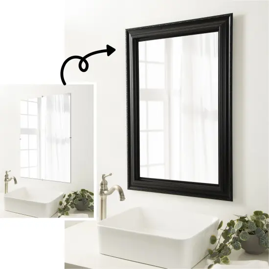 Amanti Art Mirror Makeover Bathroom Mirror Frame Border Kit -Fully Assembled Peel and Stick Frame - Mirror NOT Included - Parlor Trim Parlor White {7}