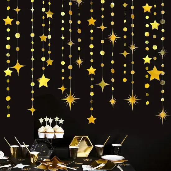 Gold Party Decorations Star Circle Dot Paper {1}
