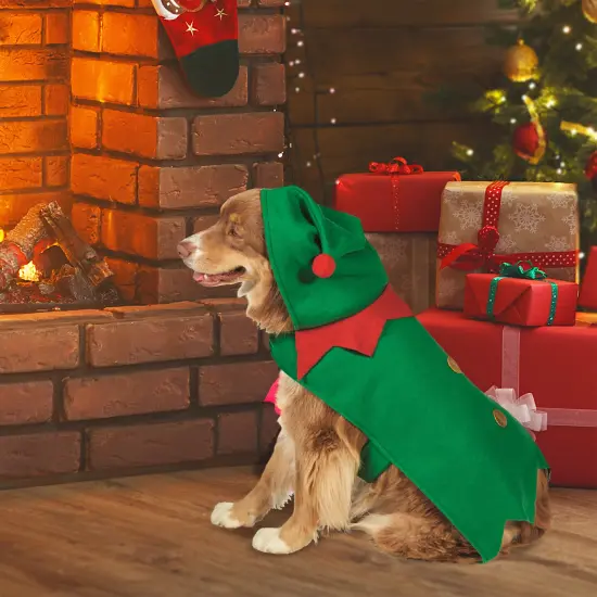 Northlight Elf Christmas Dog Costume with Hat - Size S Green {1}
