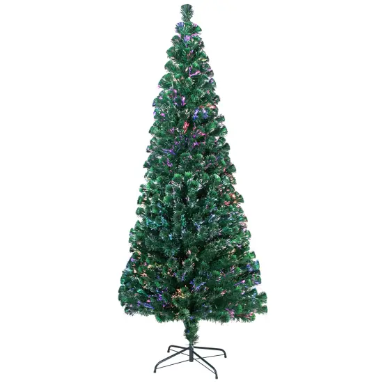 Northlight Pre-Lit Color Changing Fiber Optic Artificial Christmas Tree - 7' - Multi-color Lights Green {3}