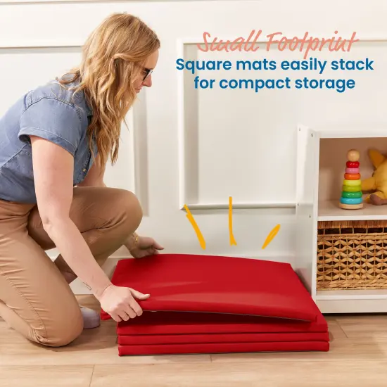 Play Patch Activity Mat Squares, Modular Playmat, 4-Pack Red {4}