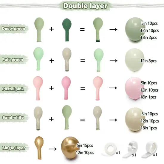 Dusty Green Pink Sand Balloon Arch Garland Kit {4}