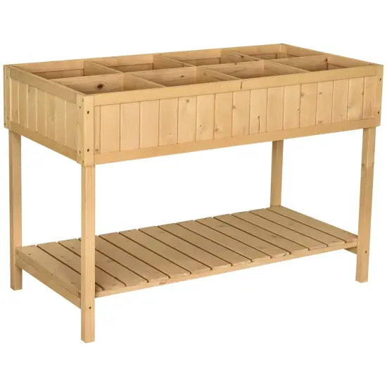 Fir Wood 8 Grid Raised Garden Box for Plants Vegetables and Flowers {2}