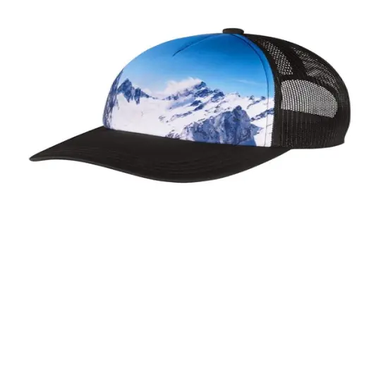 Port Authority&reg; Photo Real Snapback Trucker Cap Structured Mid Profile Polyester Sublimated Print City Street {6}