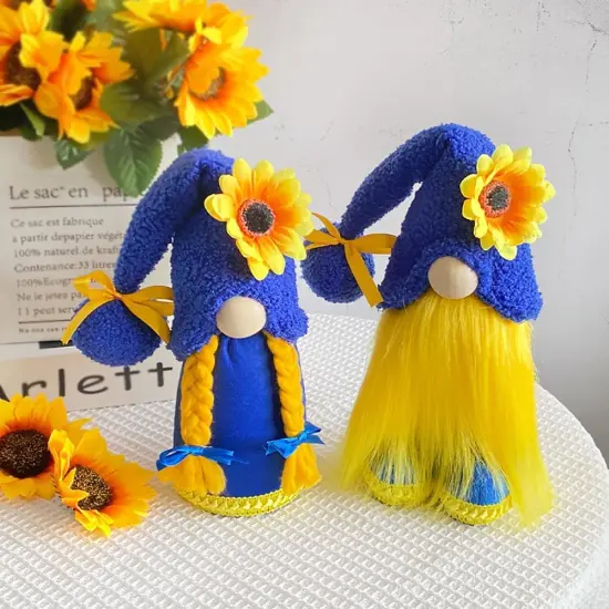 1PCS Blue Fall Sunflower Plush Standing Doll - BLUE {4}