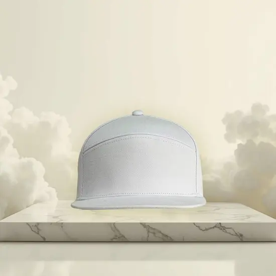 1 Count Stylish Hybrid Flat Bill Cap 100 Percent Cotton Twill with Adjustable Strap Back White {1}