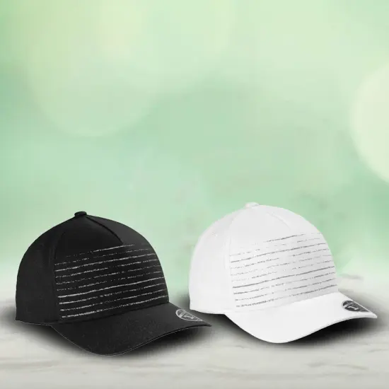 TravisMathew FOMO Novelty Cap Structured Mid Profile Flexfit 110 with Striped Front Panel White {2}