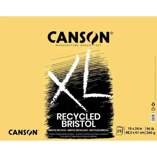 Canson XL Recycled Bristol Vellum Pad 19"X24"-Fold Over, 25 Sheets {1}