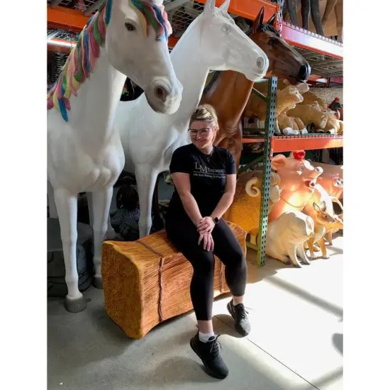 Single Straw Bale Hay Statue {3}