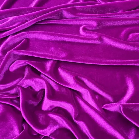 1 Yard Magenta Stretch Velvet Fabric with Plush Texture and Elegant Drape 58/60 Inch Width {3}