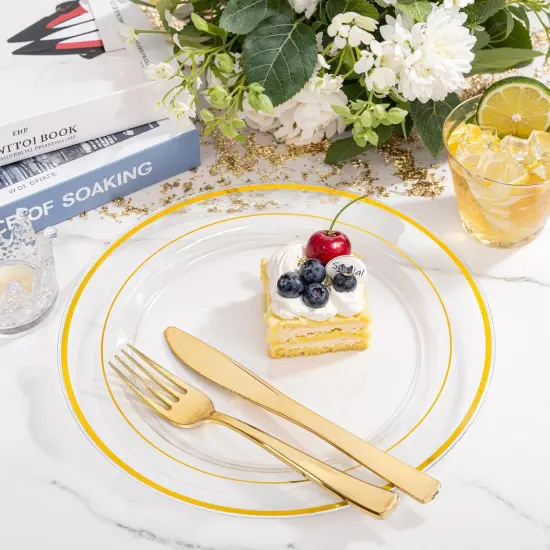 Silver Plastic Dinnerware Set &ndash; 350pc Lace Design, Disposable Plates, Cups & Cutlery {5}