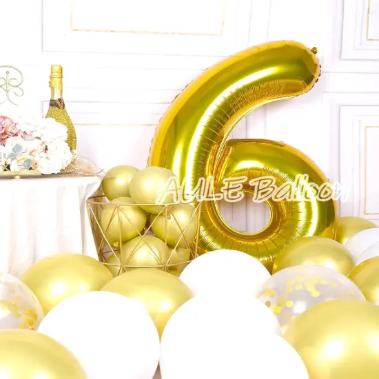 40 Inch Big Gold 6 Balloon Number Large Foil Helium Number Balloons - Gold Numbers {3}