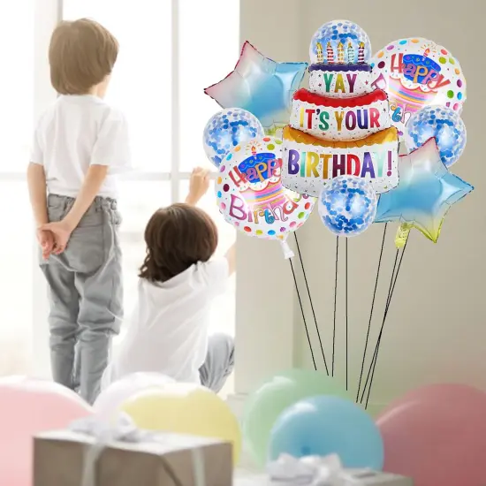 Balloons Birthday Cake Mylar Balloons - Purple {2}