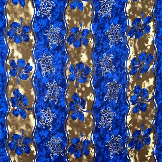 1 Yard Hibiscus Sea Turtle Rayon Challis Fabric 36" L x 45" W Green & Gold {4}