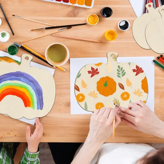 32 PCS Wooden Pumpkin Cutouts, 7.8 Inch Blank Pumpkin {2}