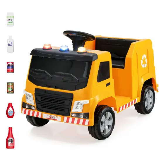 Costway 12V Recycling Garbage Truck Electric Ride On Toy Remote w/Recycling Accessories {1}
