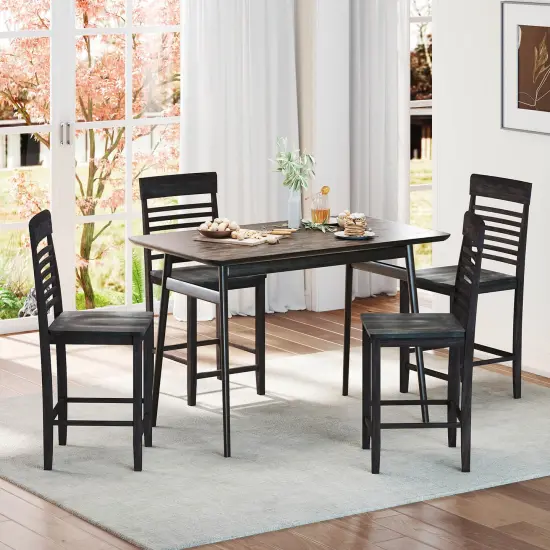 Costway Counter-Height Dining Chair Set of 2/4 with Footrests Solid Wood Frame Modern {2}