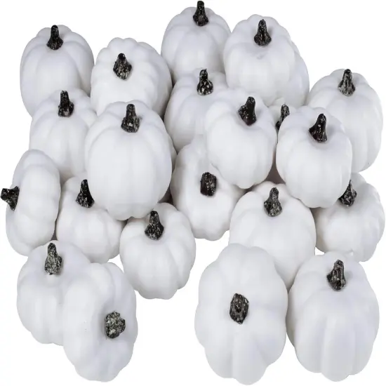 24 Pcs White Mini Artificial Pumpkins Table Centerpiece {1}