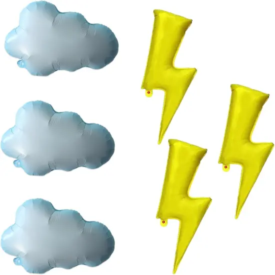 6PCS Lightning Bolt Cloud Mylar Balloons, Flash Foil Party Balloon {1}