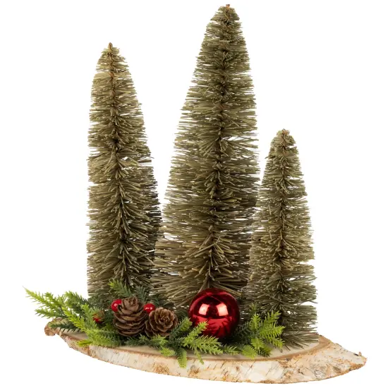 Northlight Trio of Bottle Brush Trees Christmas Decoration - 10.25" Green {5}