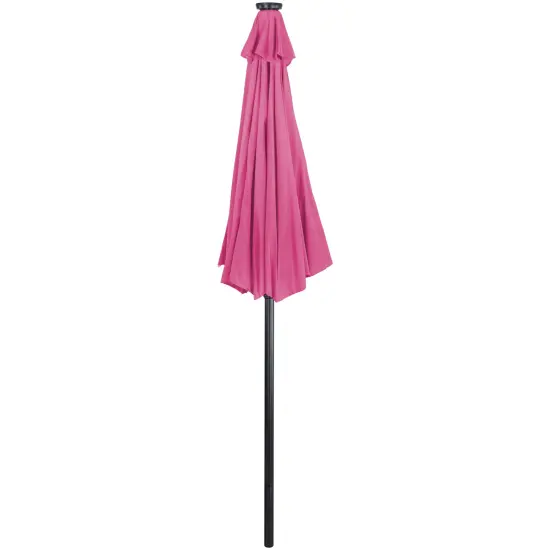 Northlight 9ft Solar Lighted Outdoor Patio Market Umbrella with Hand Crank and Tilt, Pink {4}