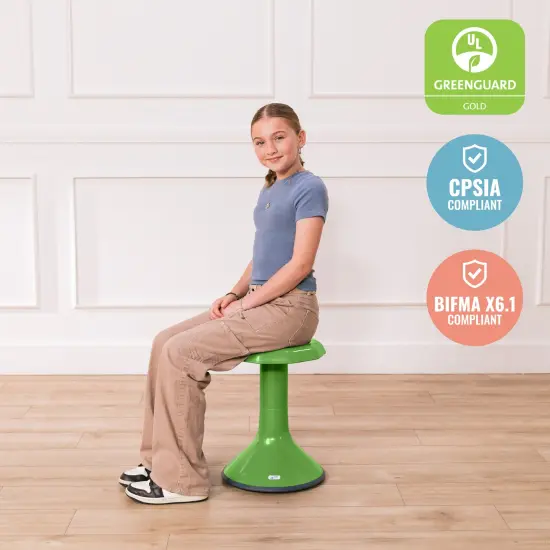 ACE Active Core Engagement Wobble Stool, Portable Flexible Seating, 18in Seat Height Grassy Green {5}