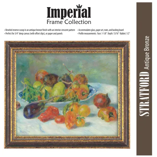 Imperial Frames Stratford CollectionAntique Bronze Neoclassical Wood Frame, Hand-Finished, Museum-Quality Open Back Frame for 3/4 Deep Canvas & Panels {7}